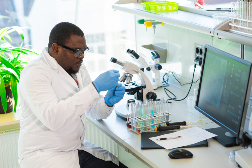 A scientist in a laboratory.