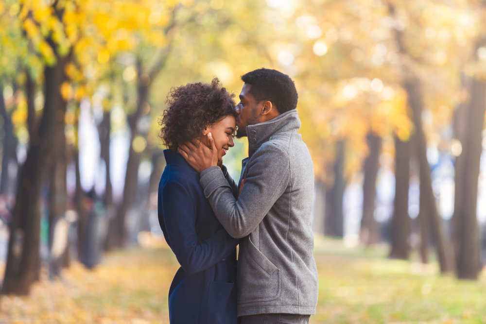 A couple embracing