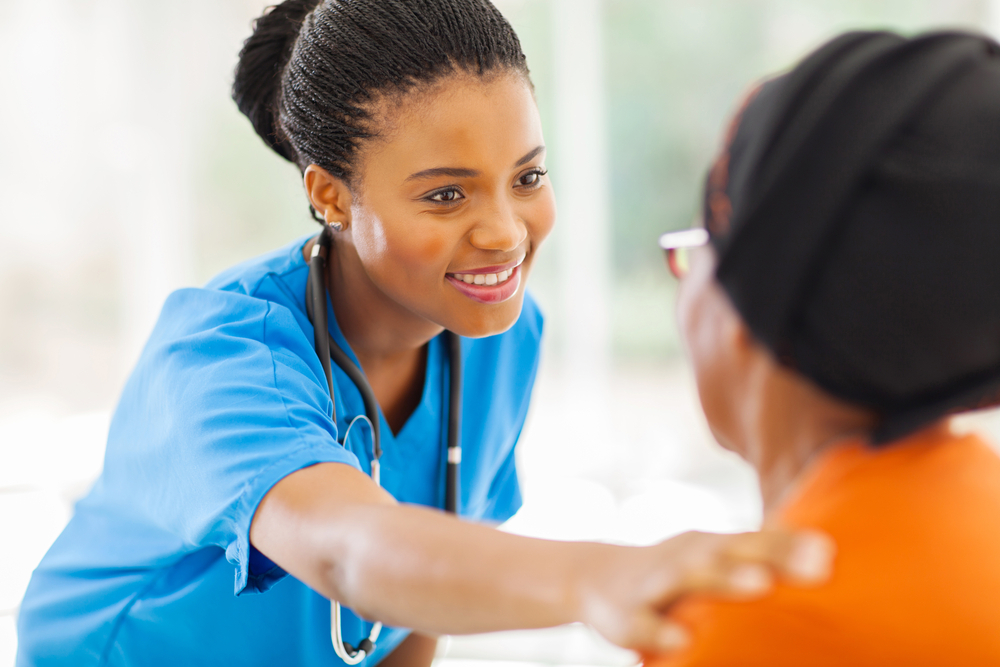 A nurse greeting a patient