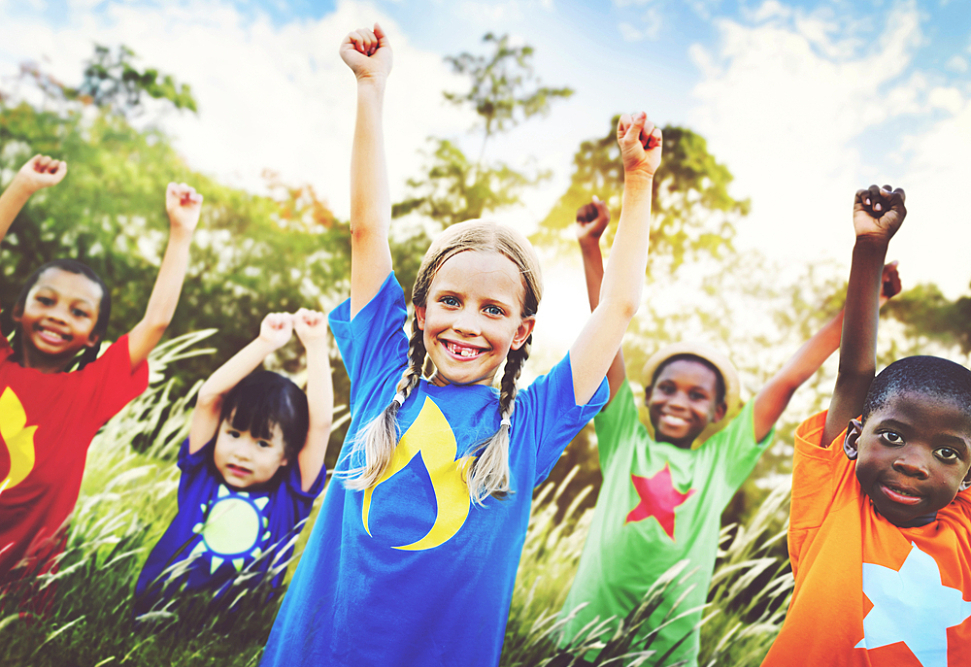 Young kids with type 1 diabetes enjoy fun activities together at summer camp
