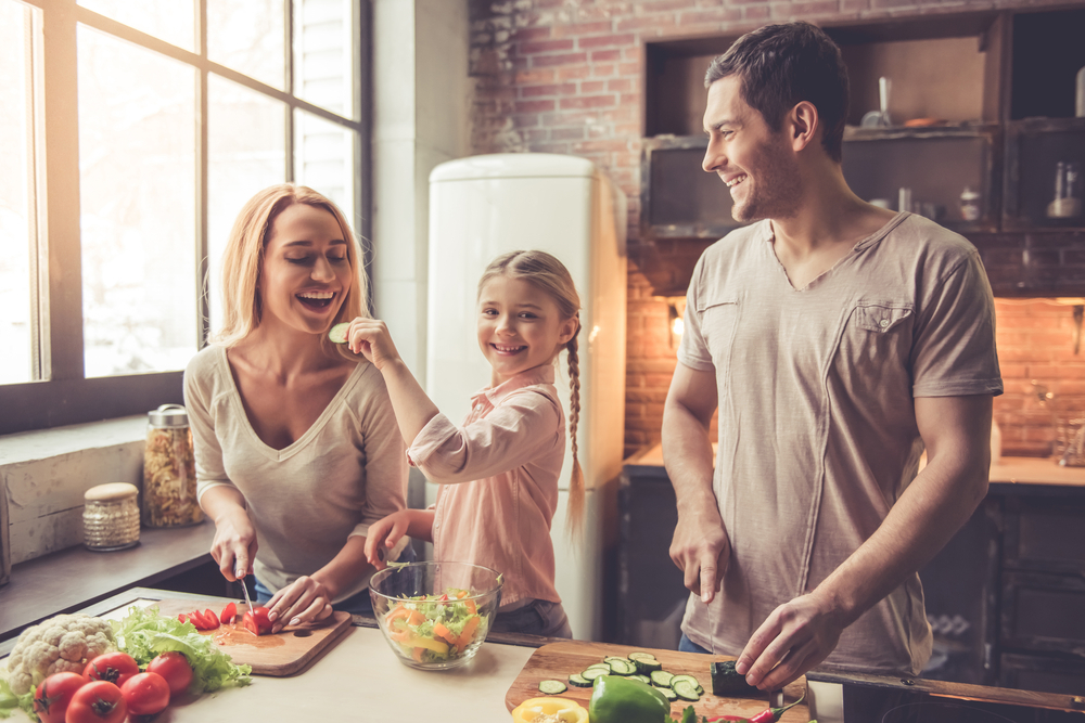 A family cooking together
