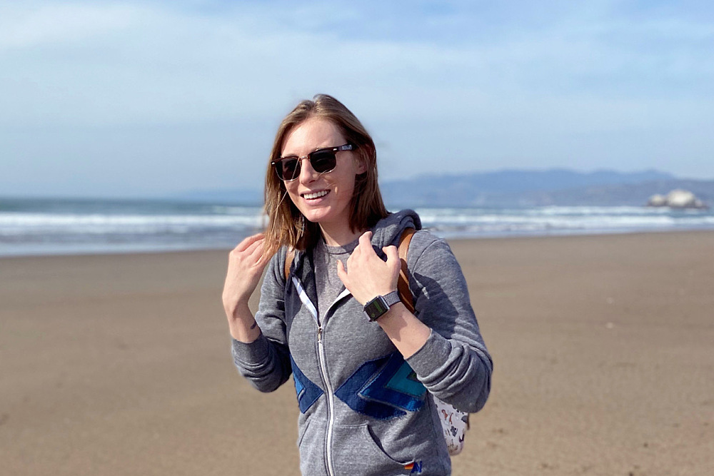 Author-submitted photo shows Alexi Melvin walking on a beach