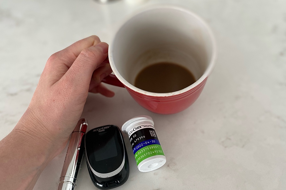 Coffee and blood sugar meter