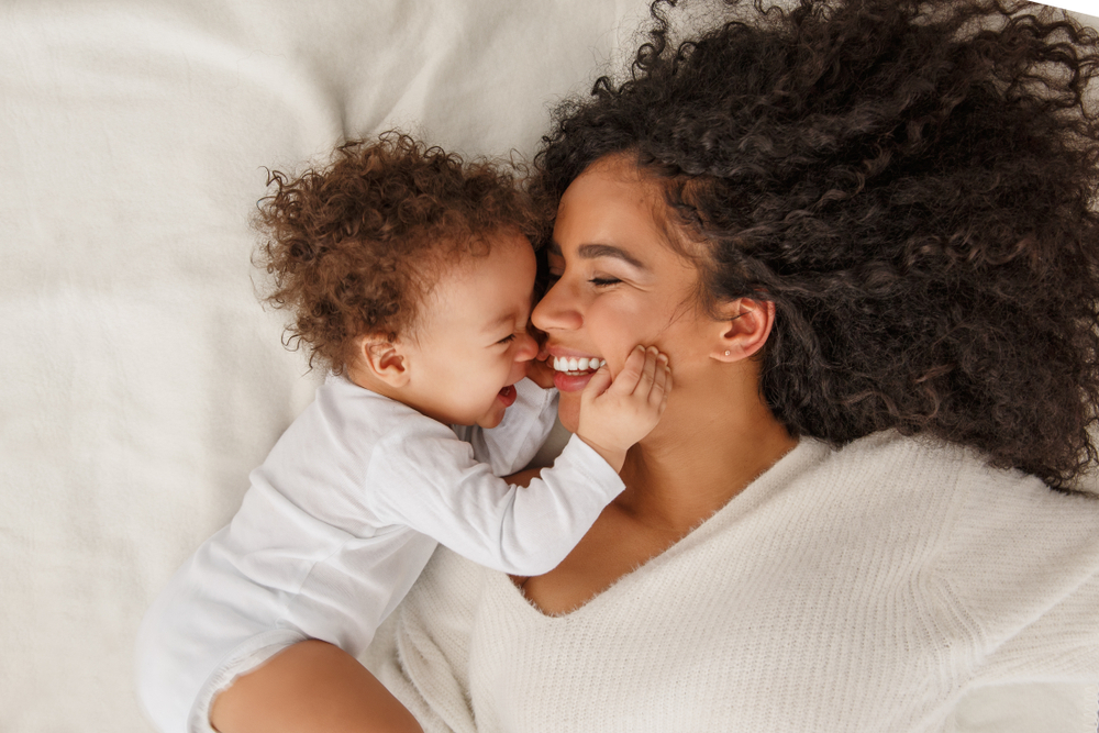 A happy mother and baby.