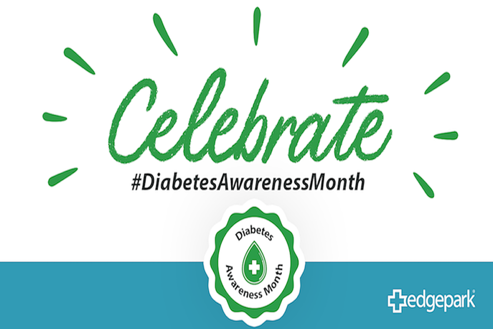 The word celebrate over the words Diabetes Awareness Month.