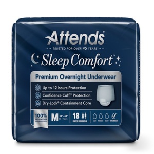 Attends Sleep Comfort Premium Overnight Underwear, Medium