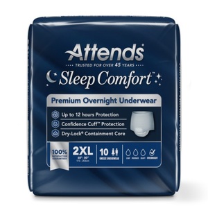 Attends Sleep Comfort Premium Overnight Underwear, 2X-Large
