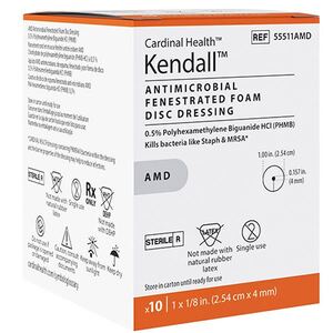 AMD Antimicrobial Foam Disc, 1" Diameter, 4mm Hole