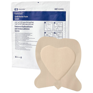 Cardinal Health Kendall Foam Border Gentle Silicone Adhesion Dressing, Sacrum Large, 9.25" x 9.25"