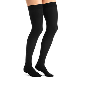 Jobst Opaque Thigh-High Stocking with Silicone Band, 30-40, Closed Toe, Large, Classic Black