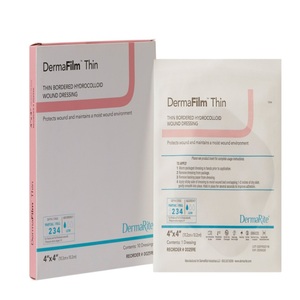 DermaFilm Hydrocolloid Wound Dressing, Thin with Border, 4" x 4" - REPLACES DM00259