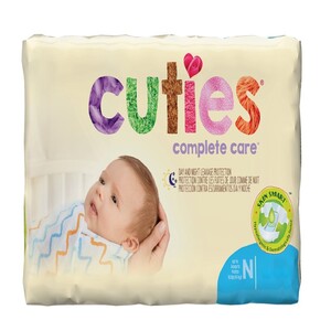 Cuties Complete Care Baby Diapers, White, Size Newborn, Up to 10 lbs