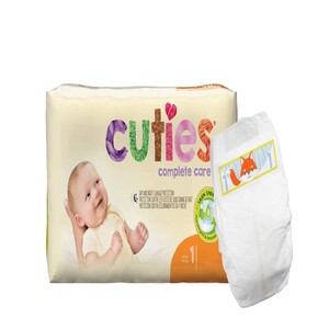 Cuties Complete Care Baby Diapers, White, Size 1, 8-14 lbs