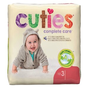 Cuties Complete Care Baby Diapers, White,  Size 3, 16-28 lbs