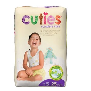 Cuties Complete Care Baby Diapers, White,  Size 5, 27 + lbs
