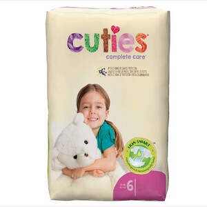 Cuties Complete Care Baby Diapers, White, Size 6, 35 + lbs