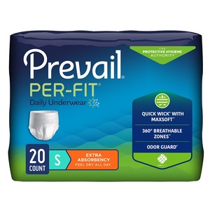 Prevail Per-Fit Underwear Size Small, White