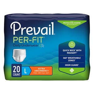 Prevail Per-Fit Underwear Size Large, White, 44" - 58"
