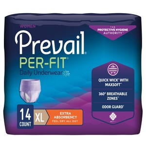 Prevail Per-Fit Protective Underwear for Women, X-Large, 58" - 68"
