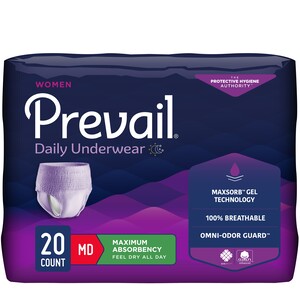 Prevail Underwear For Women, Small/Medium, 28" - 40" Waist