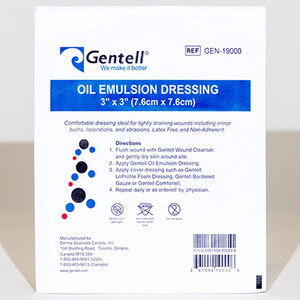 Gentell Oil Emulsion Dressing, 3" x 3"