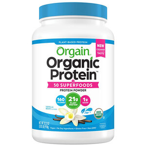 Orgain Organic Protein + 50 Superfoods Plant Based Powder, Vanilla Bean Flavored, 32.3 oz