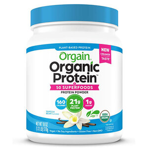 Orgain Organic Protein + 50 Superfoods Plant Based Powder, Vanilla Bean Flavored, 18 oz