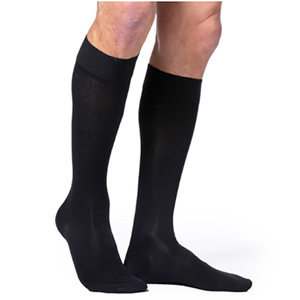 Sigvaris Cotton Comfort Compression Socks, Calf-High, Closed Toe, with Grip-Top, 20 to 30 mmHg, XL, Long, Black