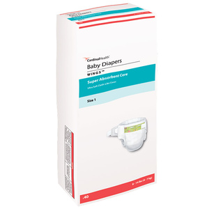 Cardinal Health, Baby Diapers, Wings, Size 1, Small 8 - 12 lbs. - Replaces: 6880008A
